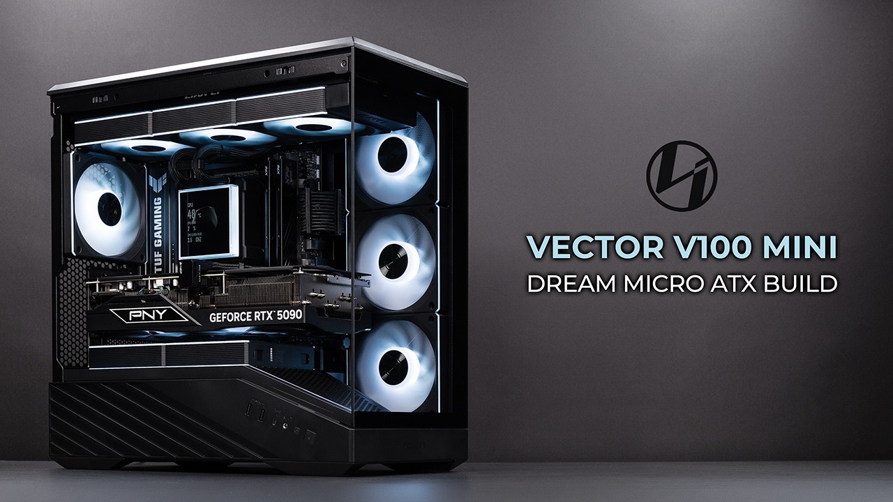 Clean Micro ATX Gaming PC Build | Lian Li Vector V100 Mini | Hydroshift II LCD-S | PNY5090