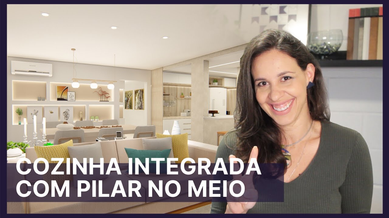 COZINHA INTEGRADA COM PILARES CENTRAIS