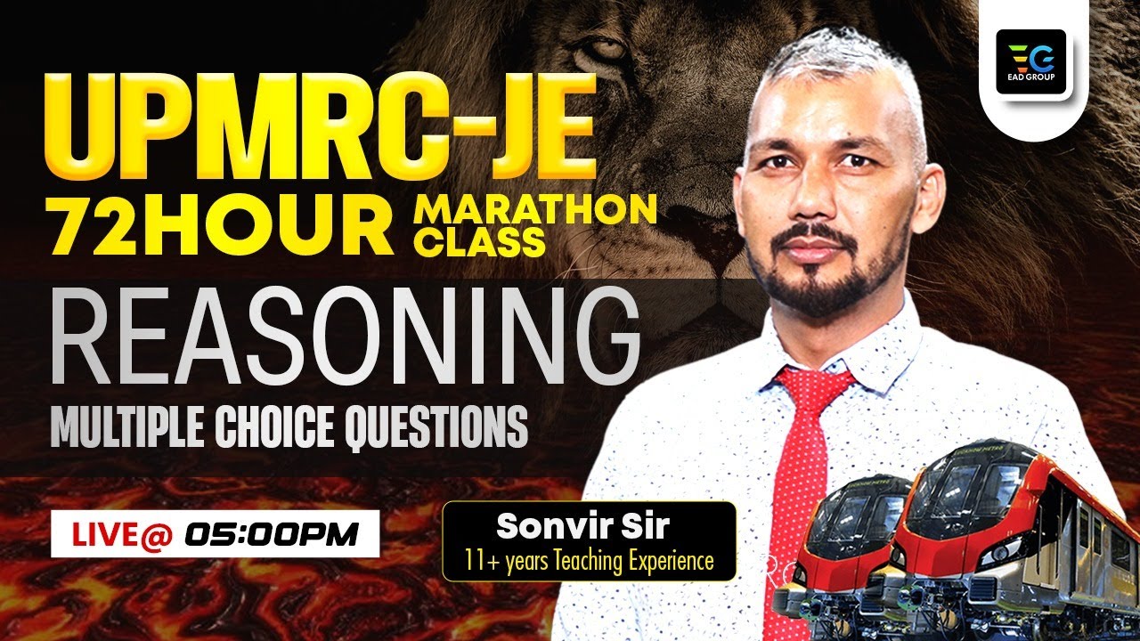 UPMRC-JE Reasoning MCQ's by Sonvir Sir, UPMRC-JE 72 hour Marathon