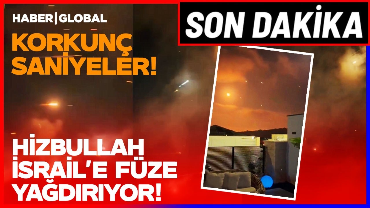 İSRAİL'E KABUS GİBİ SALDIRI! Hizbullah Yüzlerce Füze Fırlattı Gökyüzü Alev Aldı!
