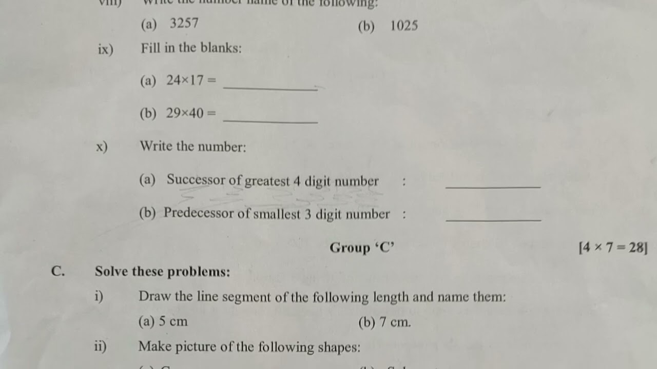 DAV PUBLIC SCHOOLS CLASS-3 (MATHS) ANNUAL-2022