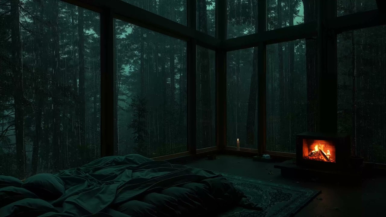 Beat Insomnia: Heavy Rain & Thunder Sounds at Night ⛈️ Dark Screen 🌑