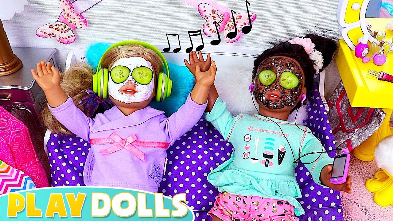 Dolls Beauty Spa & Sleepover Party! PLAY DOLLS creative ideas with friends