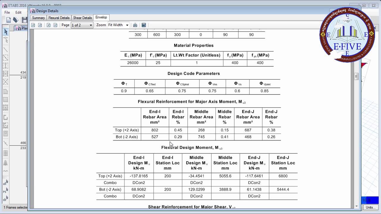 Etabs 2016 Concrete Beam Design ACI 318 11