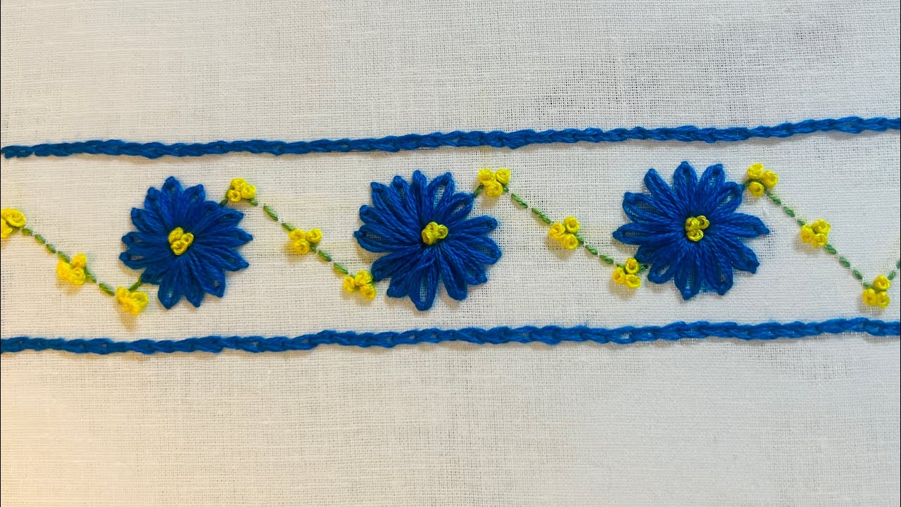 Easy embroidery border for sleeves | Hand embroidery #embroidery 