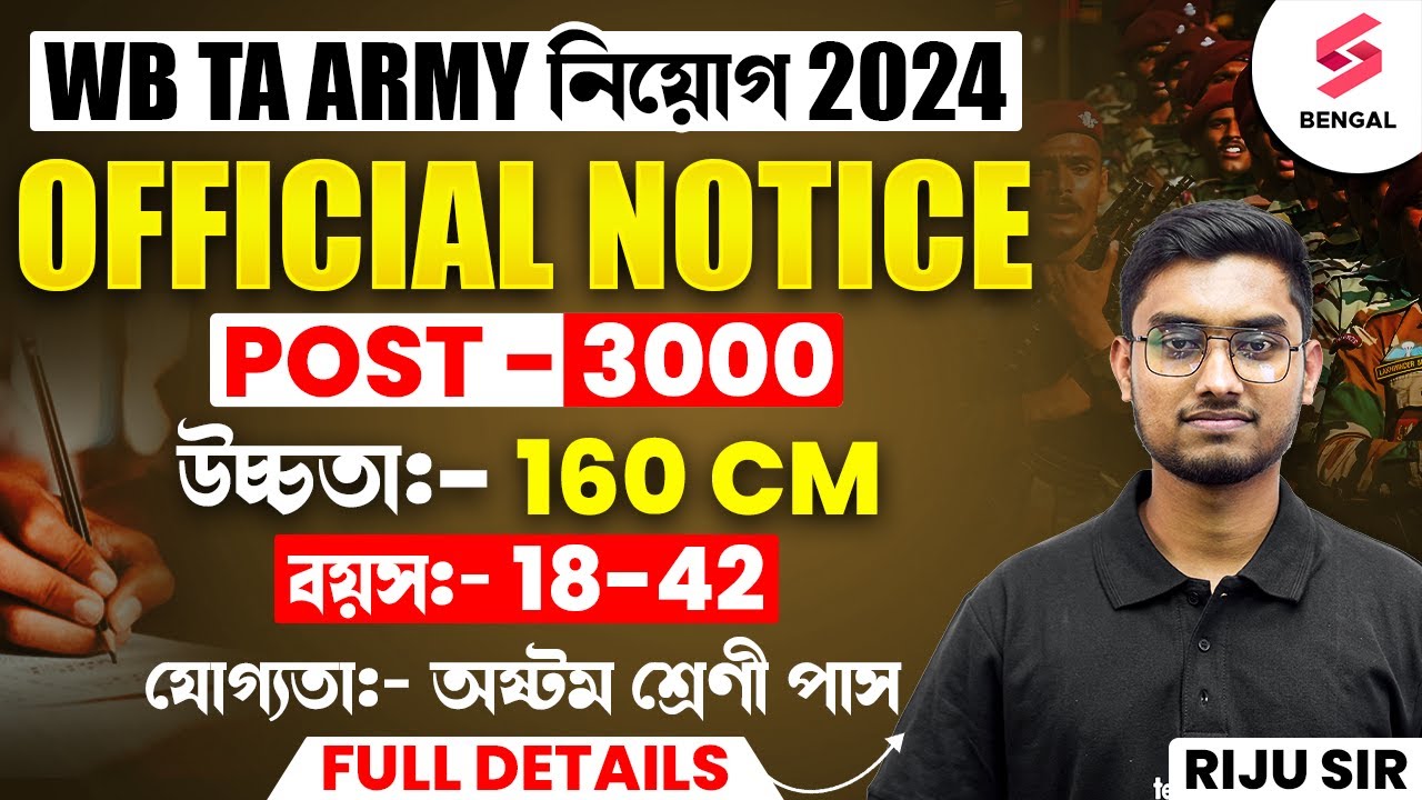 West Bengal TA Army Recruitment 2024 | Qualification - 8th Pass | Army New Vacancy by Riju Sir