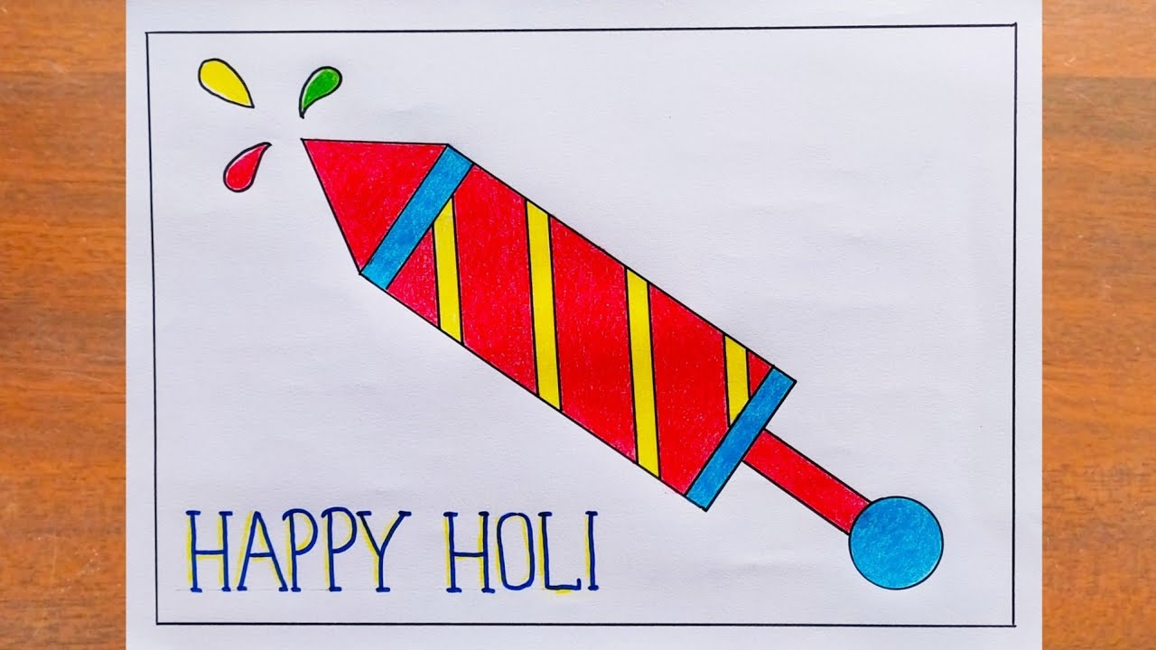 होली पर पिचकारी का चित्र बनाना सीखें / How to Draw Holi Pichkari Easy Steps / Holi Special Drawing 