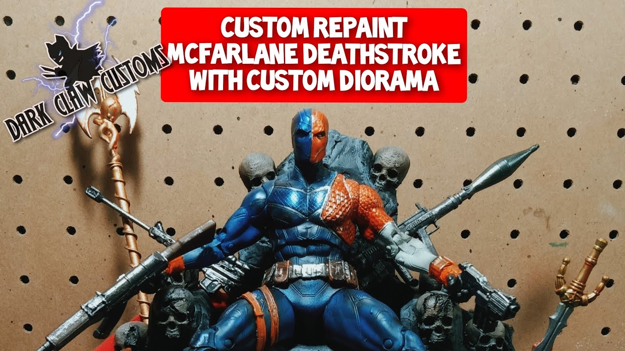 Custom Repaint Mcfarlane Deathstroke with custom Throne Diorama