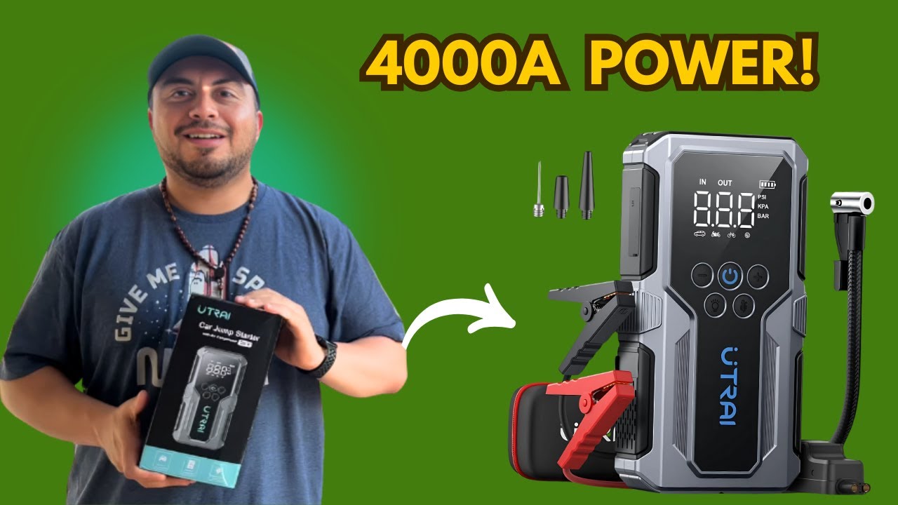 Powerful & Portable! UTRAI 4000A Jump Starter with Air Compressor – Full Review & Test