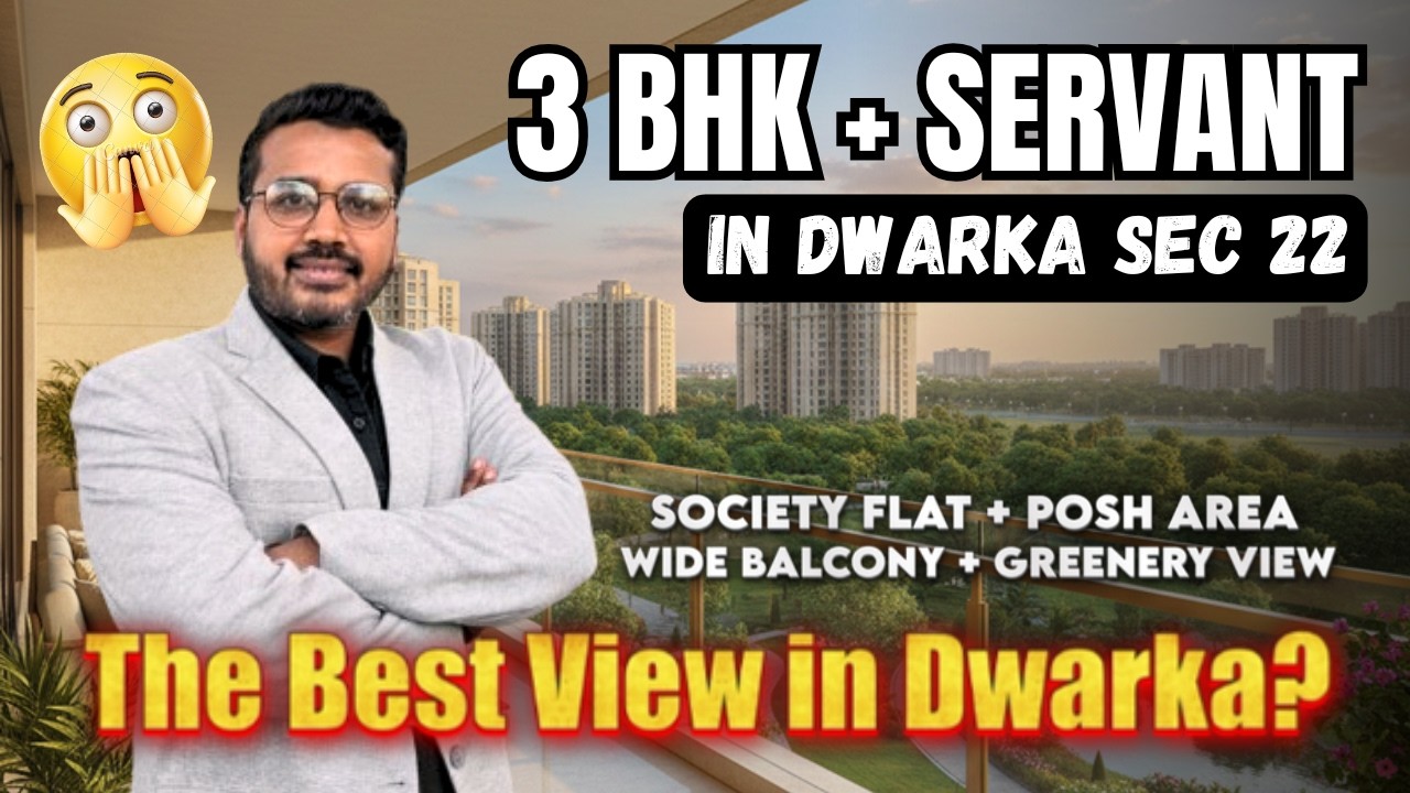 3 BHK + SERVANT IN DWARKA SEC 22 - SOCIETY FLAT - POSH AREA - WIDE BALCONY - GREENERY VIEW #yt