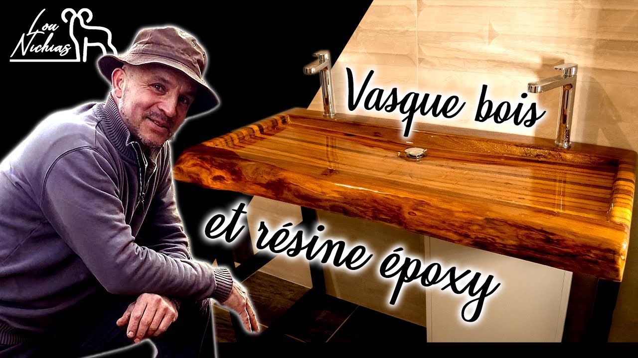 TUTO : double vasque en bois de vieux chêne et résine epoxy gloss transparente. Idem table rivière
