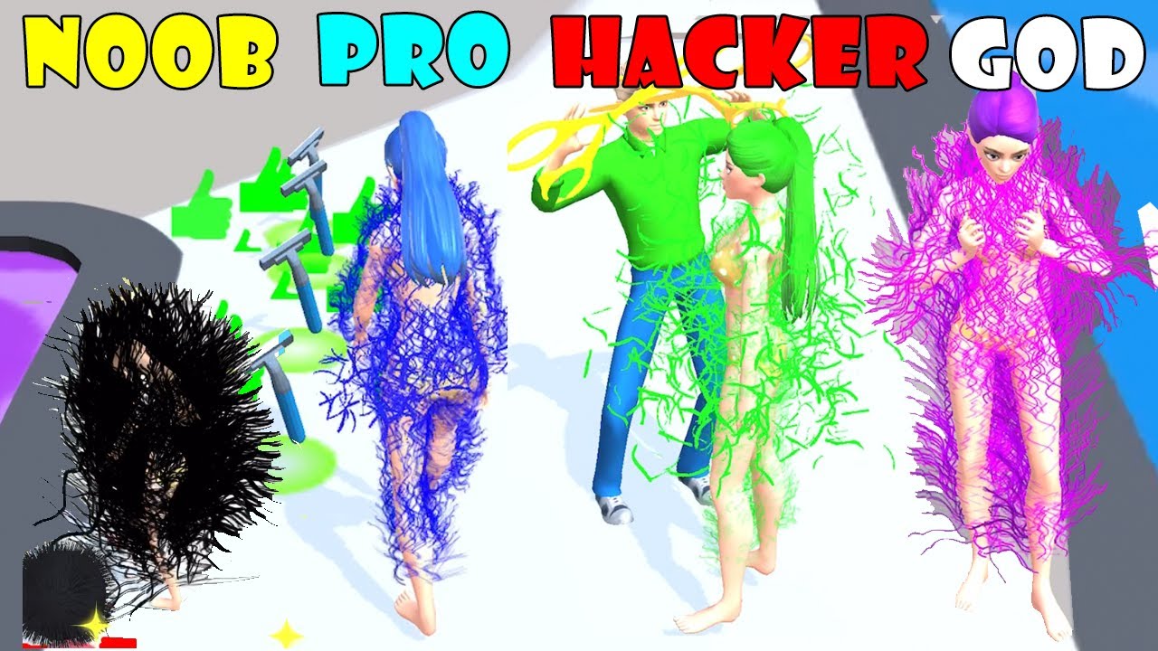 NOOB vs PRO vs HACKER vs GOD - Hair Removal Run!