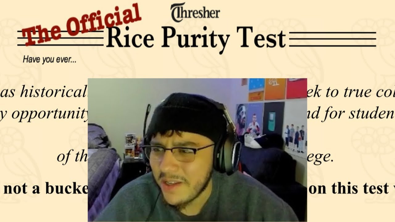 Nerd Gamer TikToker Nerd Takes Rice Purity Test