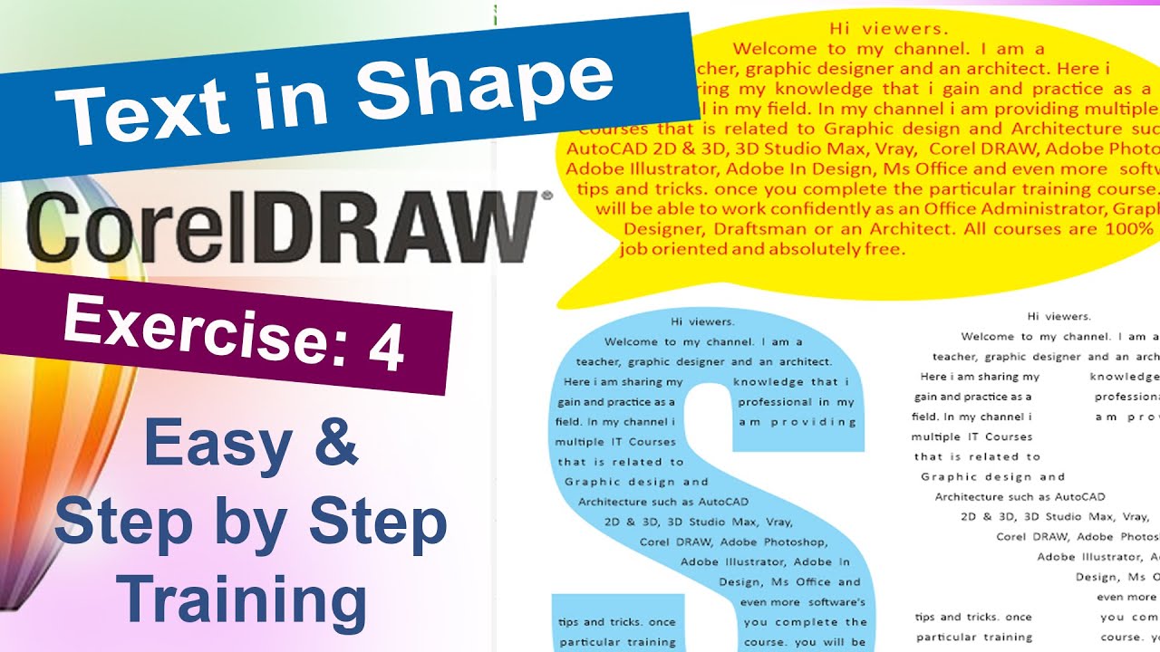 Текст в форме в Corel Draw. Упражнение № 4 | YN Tutor