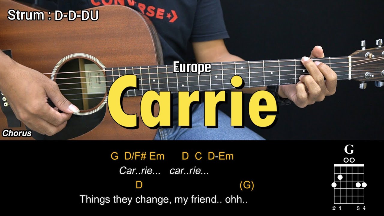 Carrie - Europe | EASY Guitar Tutorial with Chords - Guitar Lessons