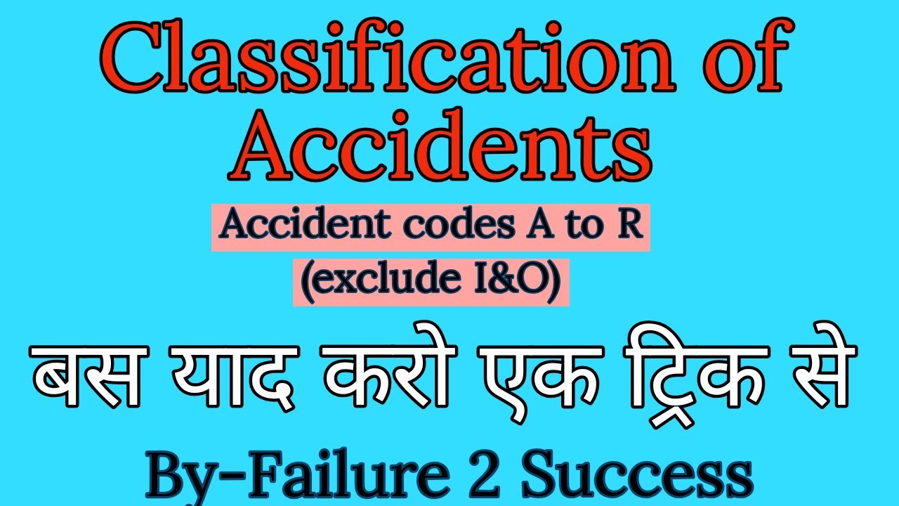 Classification of Accidents,Type of accident and their codes in Railway