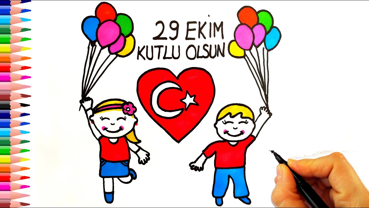 KOLAY 29 EKİM CUMHURİYET BAYRAMI RESMİ ÇİZİMİ - KOLAY ÇİZİMLER