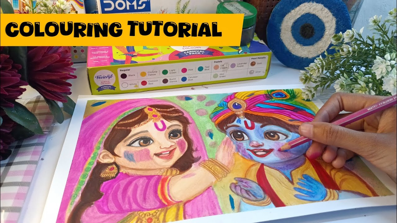 Part 2 of Radha Krishna playing holi 🫟🎨 colouring tutorial | 