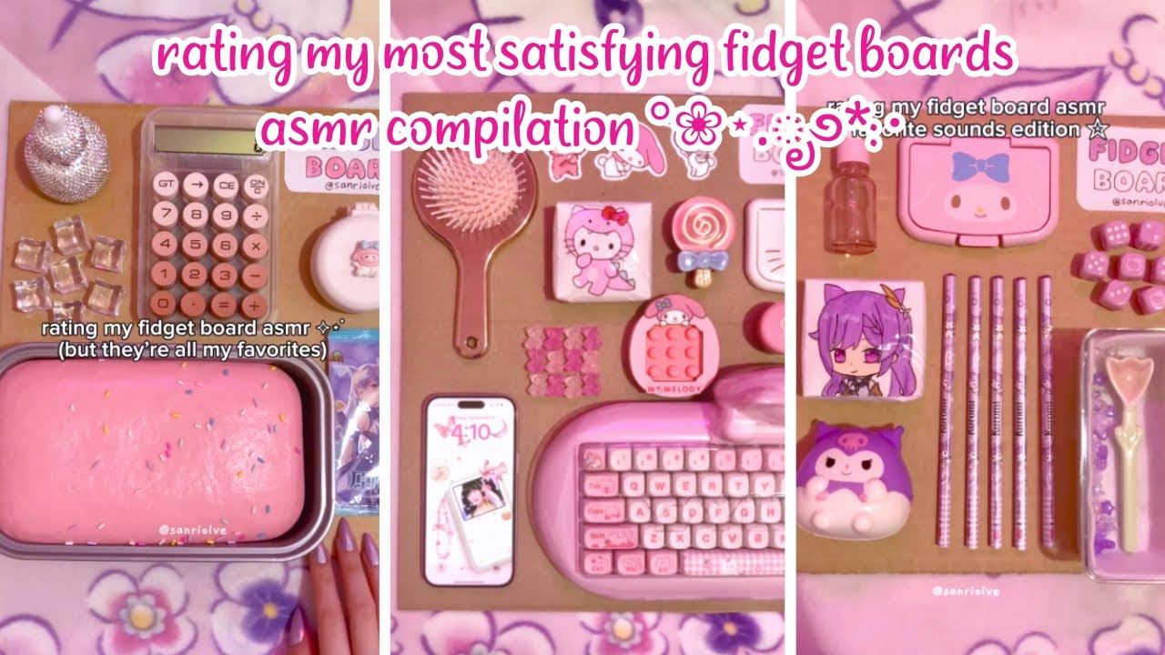 💫rating my MOST SATISFYING fidget boards asmr compilation 💖 | sanriolve