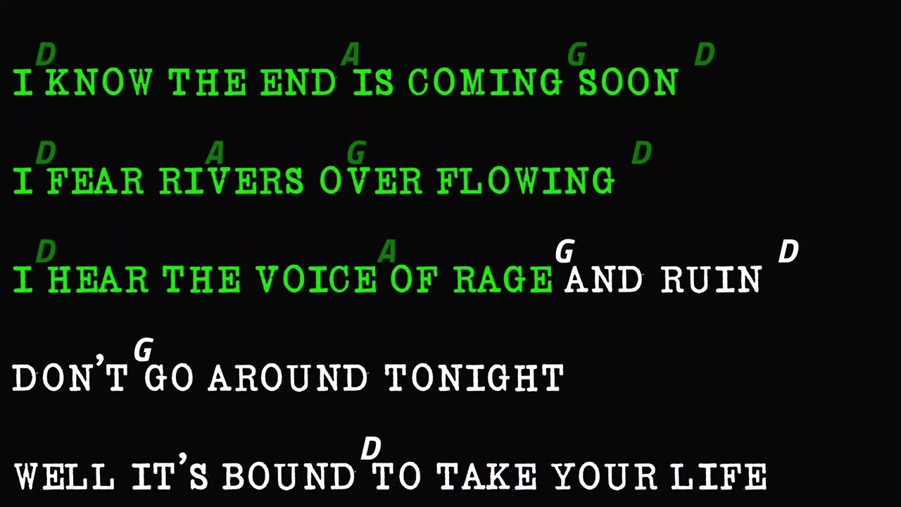 Creedence Clearwater Revival -  Bad Moon Rising  GUITAR BACKING TRACK With Chords And Lyrics