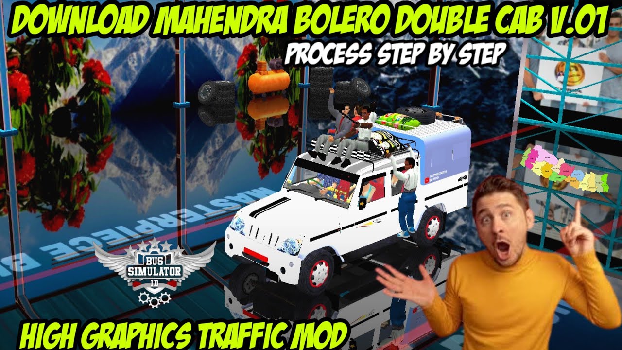 How to download and add Mahendra bolero double cab V.01 jeep in bus simulator indonesia @nepnex_mods