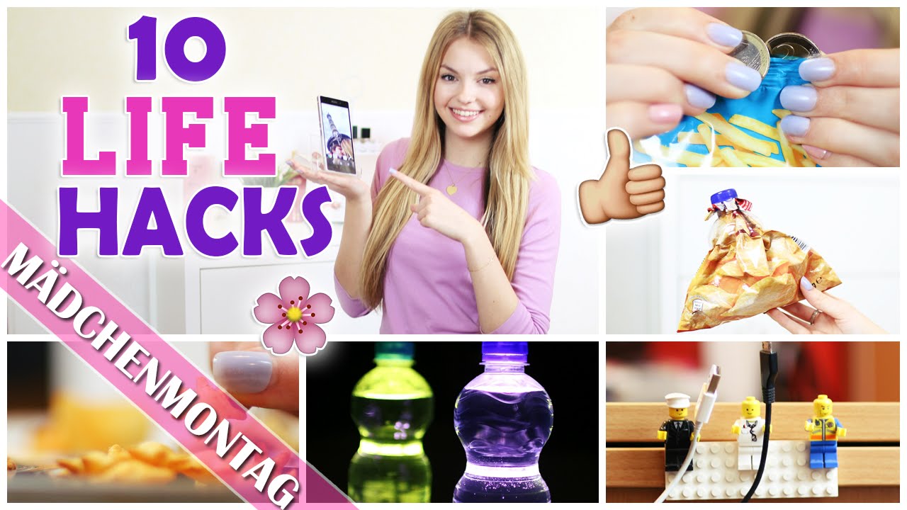 10 LIFE HACKS, die JEDER kennen sollte | DIY LAMPE, HANDYHALTERUNG, TÜTE öffnen | MädchenMontag