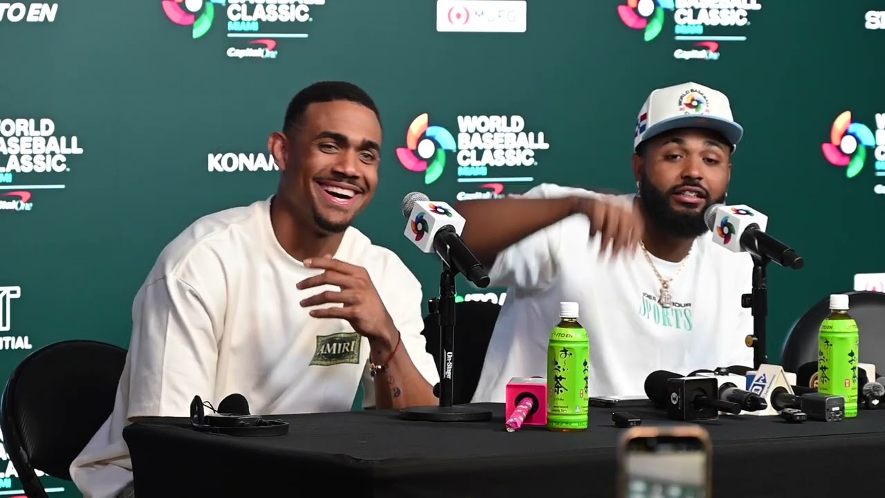 Junior Caminero y Julio Rodríguez montan chercha en conferencia de prensa del Clásico Mundial