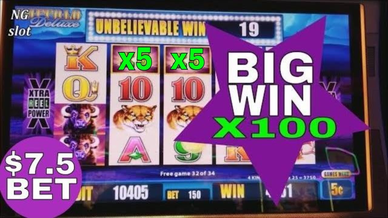 Buffalo Deluxe Slot Machine Bonus 💥SUPER BIG WIN💥  Win $7.5 BET!!!  X25 MULTIPLIER!!!