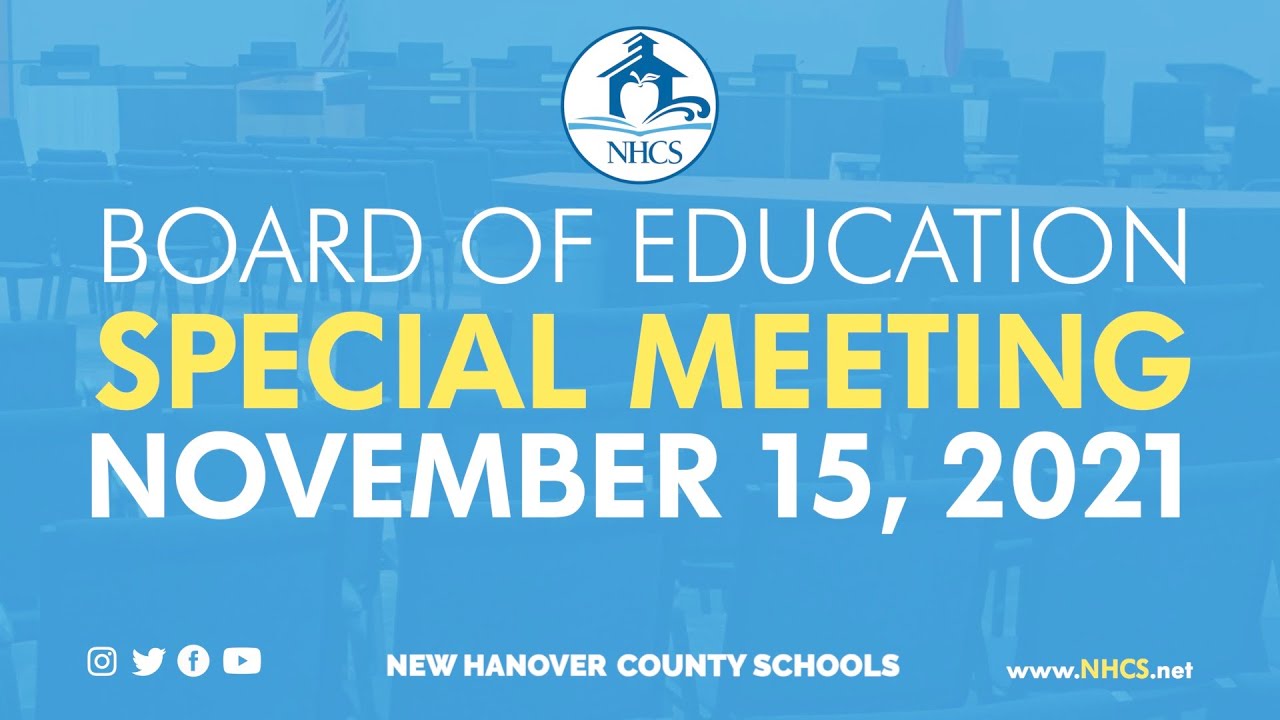 NHCS Board of Ed. Special Meeting | Nov. 15