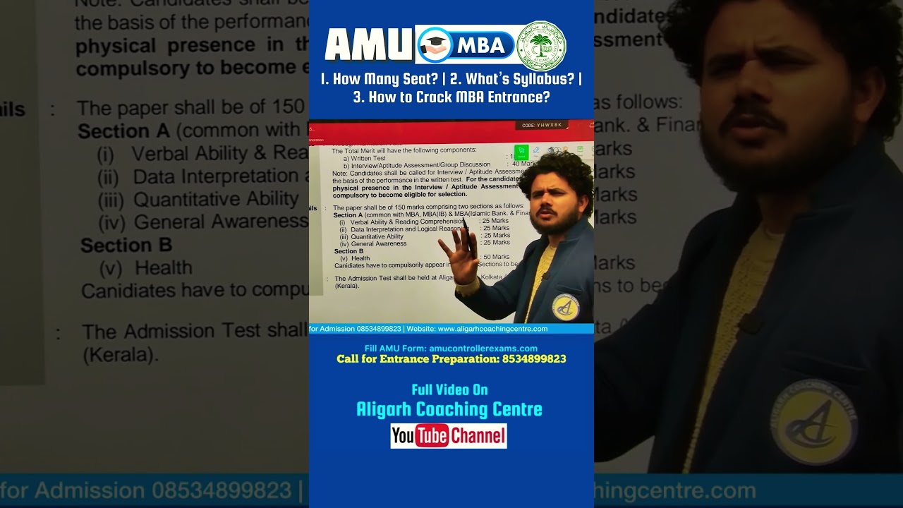 AMU MBA Entrance Exam | Syllabus, Seats, How to Crack & Best MBA Coaching, Aligarh Coaching Centre