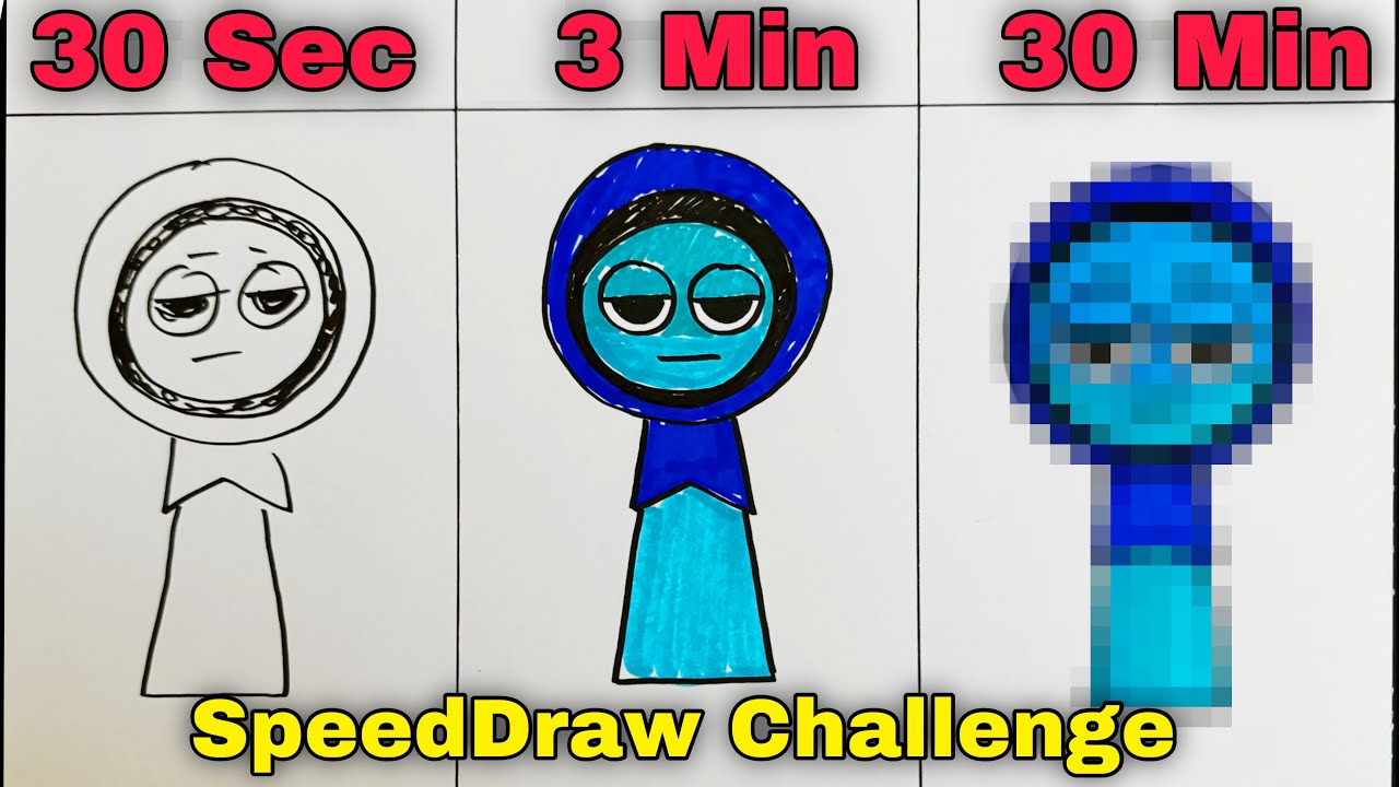 Drawing INCREDIBOX SPRUNKI ( JEVIN ) in 30 Sec, 3 Min and 30 Min.