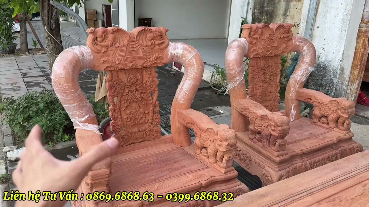 Giới Thiệu Mộc Bộ Bàn Ghế Minh Quốc Voi Cột 14 Chân 15 Gỗ Hương Đá 