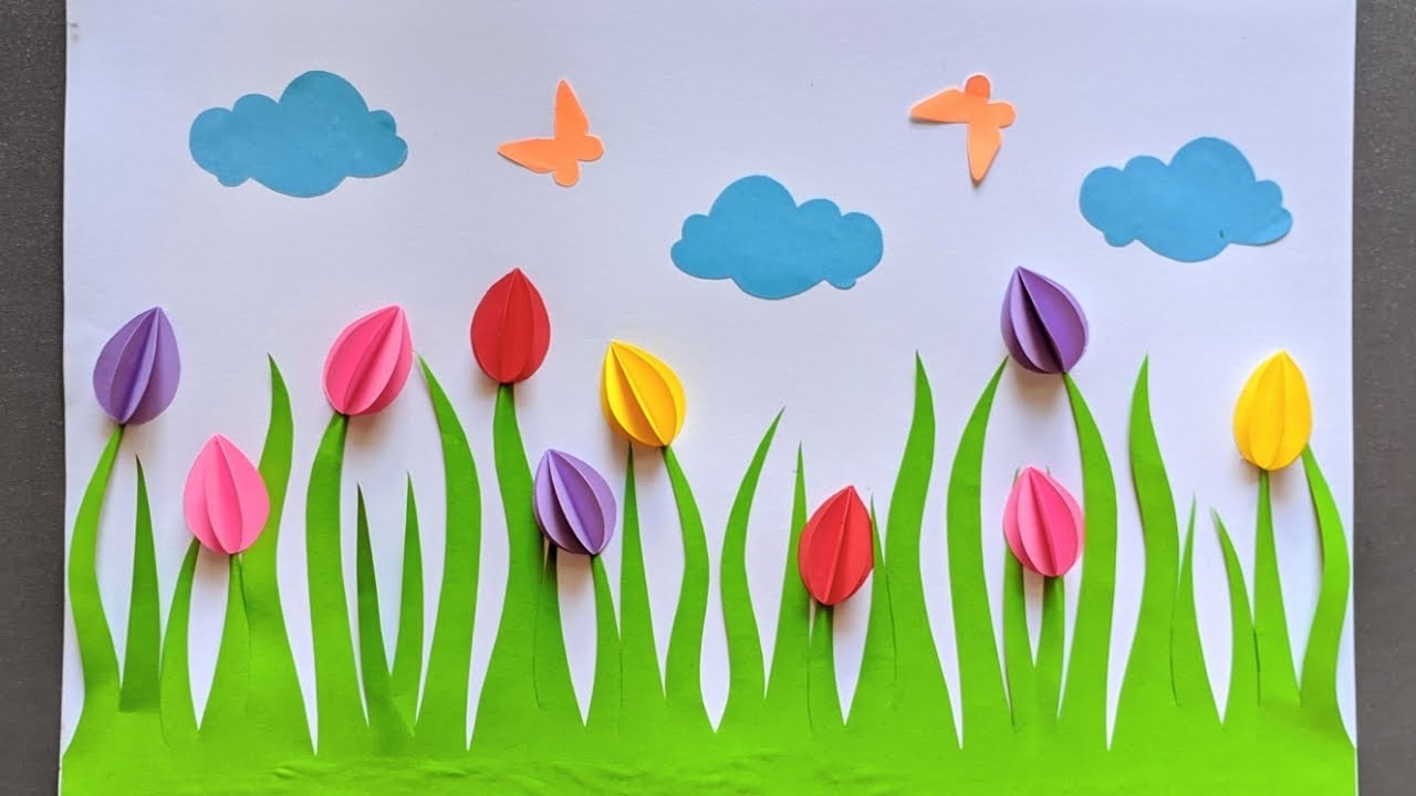 Membuat Karya Seni Aplikasi Taman Bunga | How to Make Application Art | Easy Craft for Kids