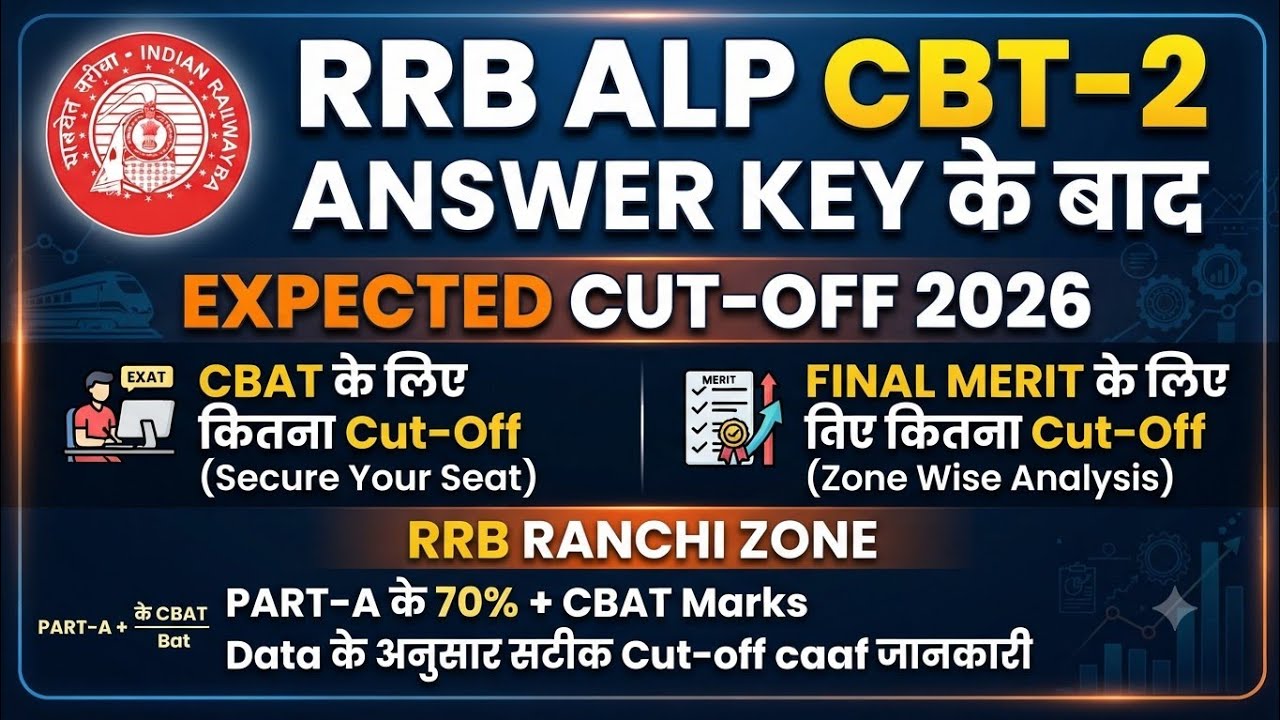RRB ALP CBT-2 Expected Cut-Off 2026 | RRB ALP CBT-2 Cut-Off 2026 Ranchi Zone Analysis RRB Ranchi