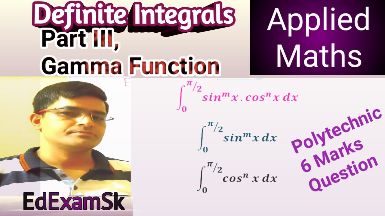 Definite Integrals by  Gamma Function. Integral of sin^mx)cos^nx) from 0 to pi/2. Reduction Formula.