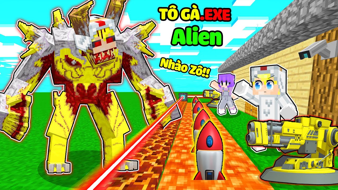 TÔ GÀ THỬ THÁCH 24H XÂY NHÀ SIÊU AN TOÀN CHỐNG TÔ GÀ.EXE ALIEN TRONG MINECRAFT*TÔ GÀ NGOÀI HÀNH TINH