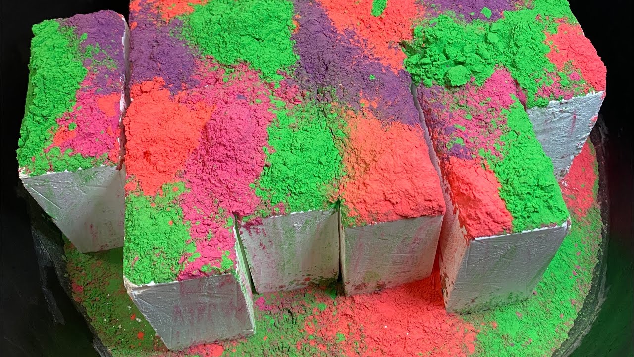Monetization Celebration | Holi Powder over 10 Ader Gymchalk Blocks | SO DUSTY | Asmr | PowderCAFE