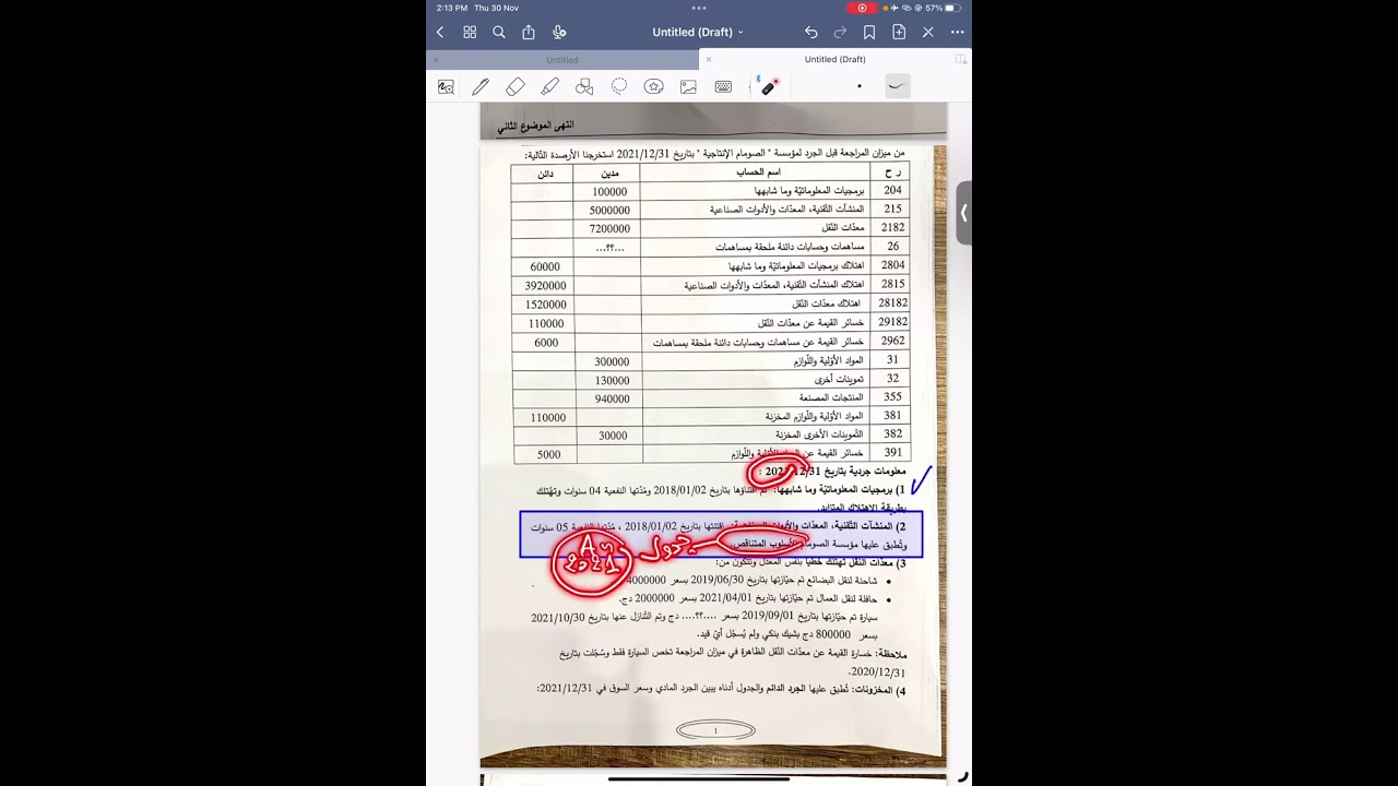 مراجعة شاملة ( 1 ) : أعمال نهاية السنة .