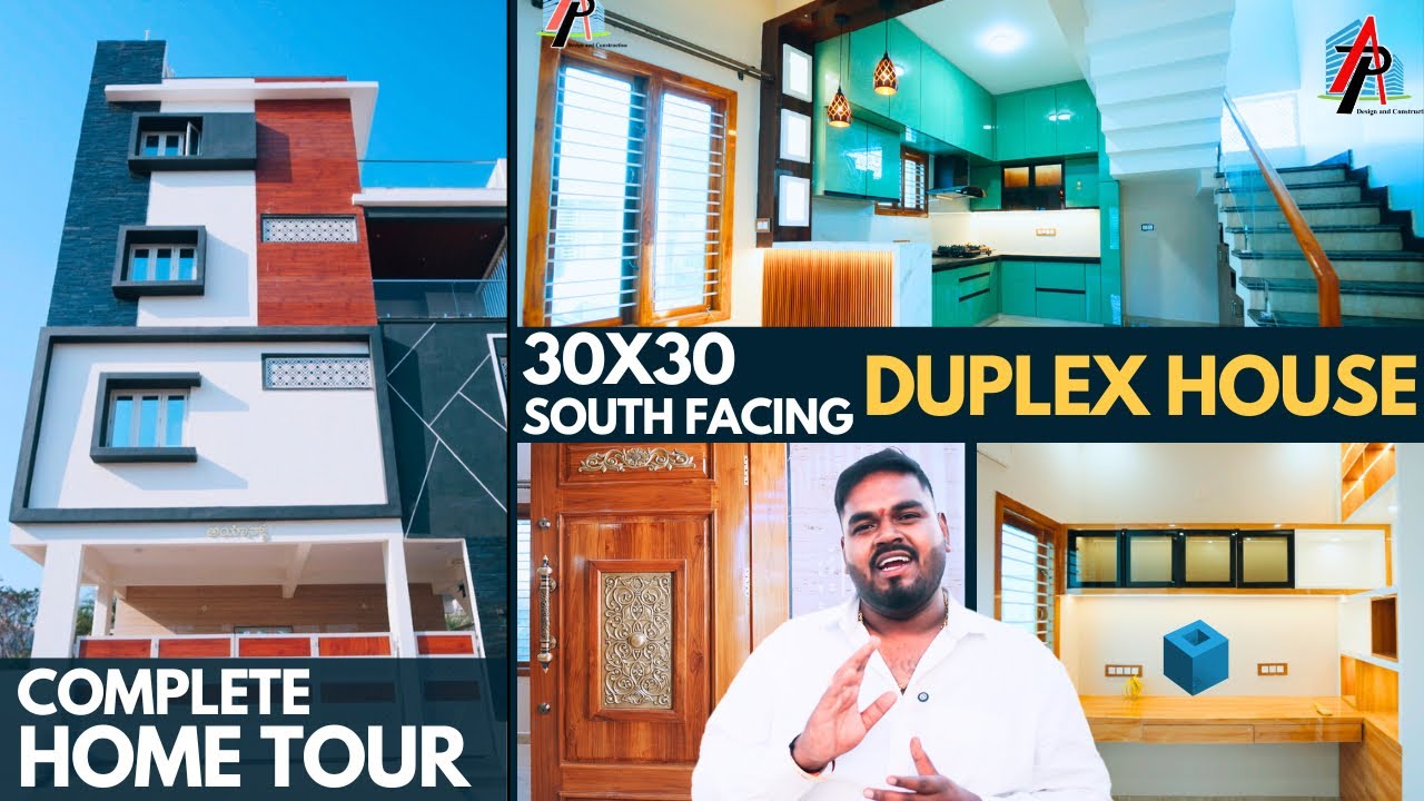 30x30 SOUTH FACING DUPLEX HOUSE /COMPLETE HOME TOUR WITH LUXURY INTERIORS (900 SFT HOUSE)