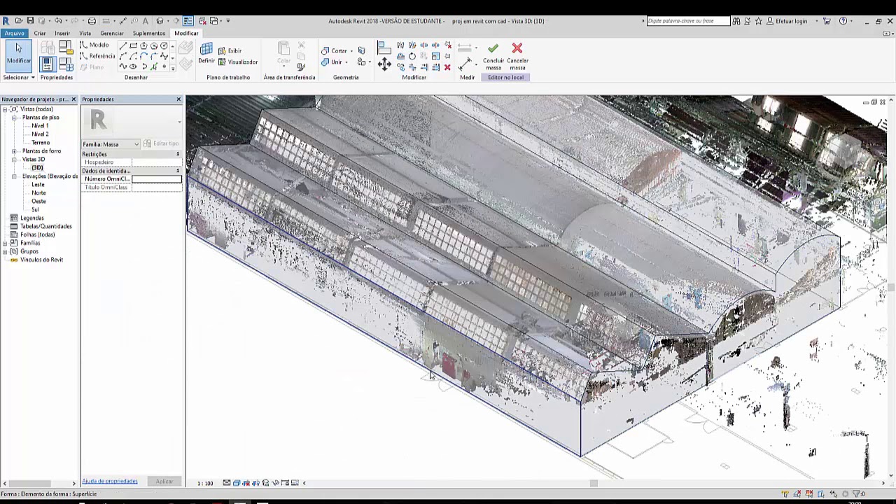Nuvem de pontos - Modelação de Volumes em Revit