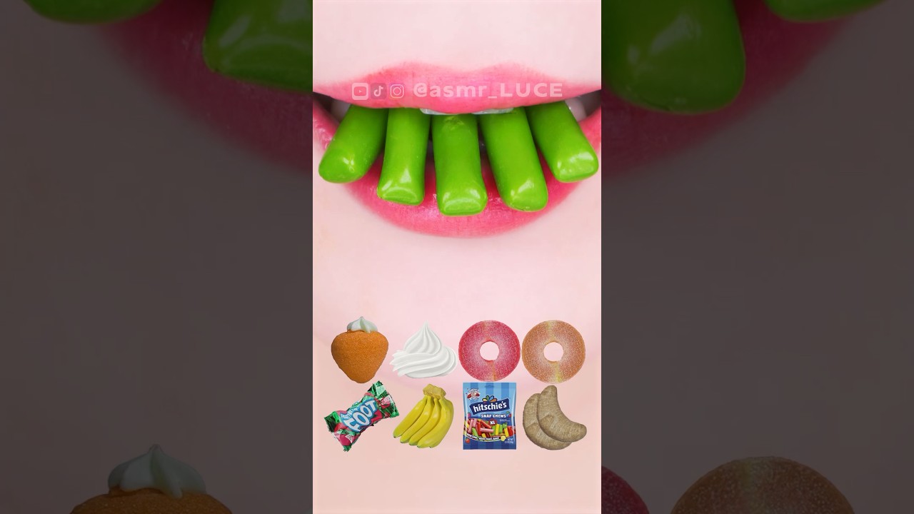 ASMR Green Hitschler Jelly Candy 수수깡 젤리 Mukbang Eating Sounds 먹방