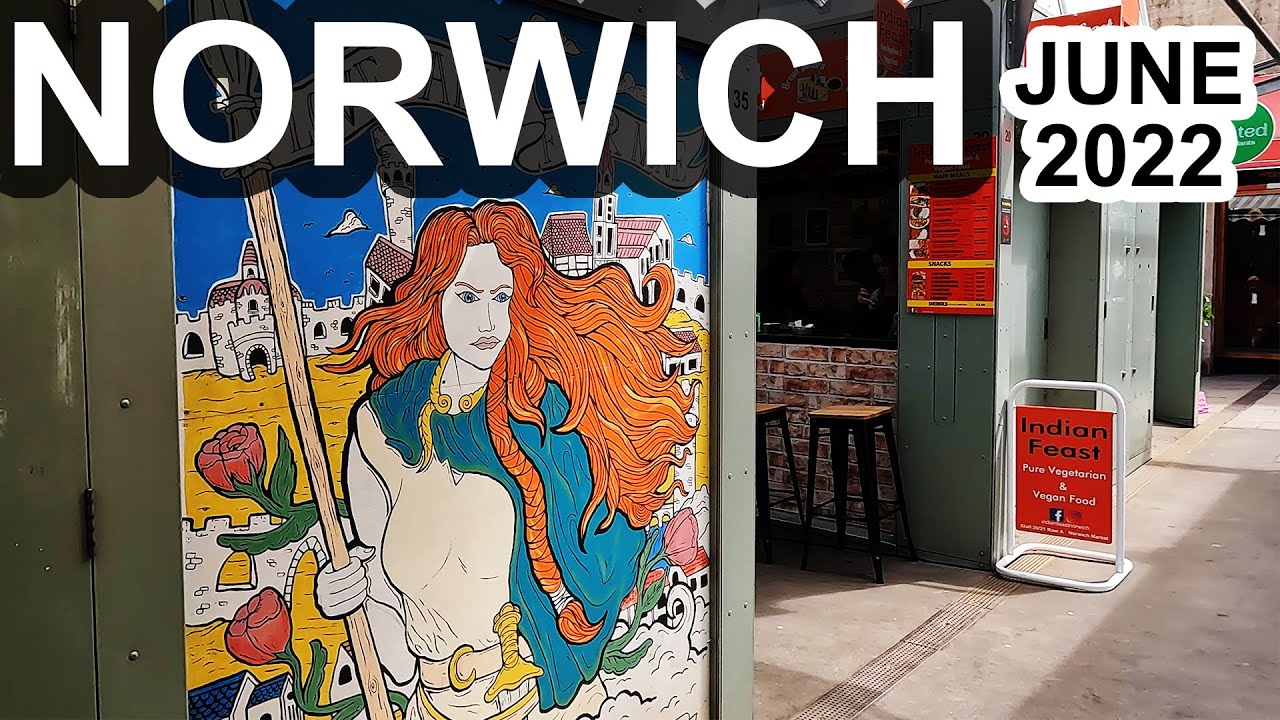 Walking in Norwich, United Kingdom - From the Cathedral to the Market (June 2022)