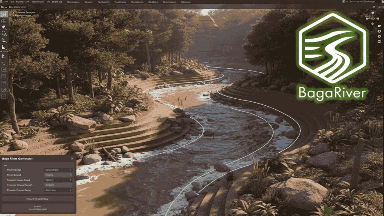 Baga River Generator V2:🌲 Create Realistic Rivers in Blender by Drawing Curves✨