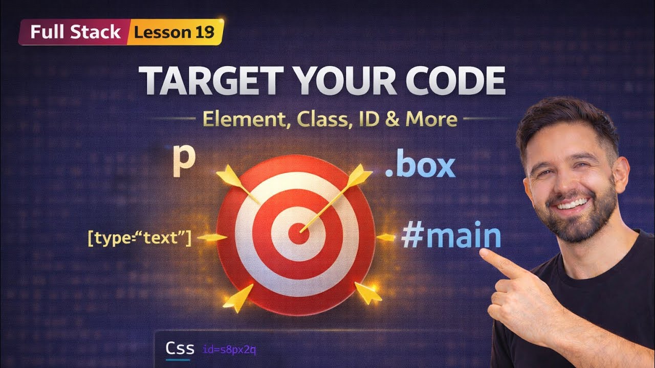 CSS Selectors Guide: Element, Class, ID & Attribute Selectors | Lesson 18 (2026)