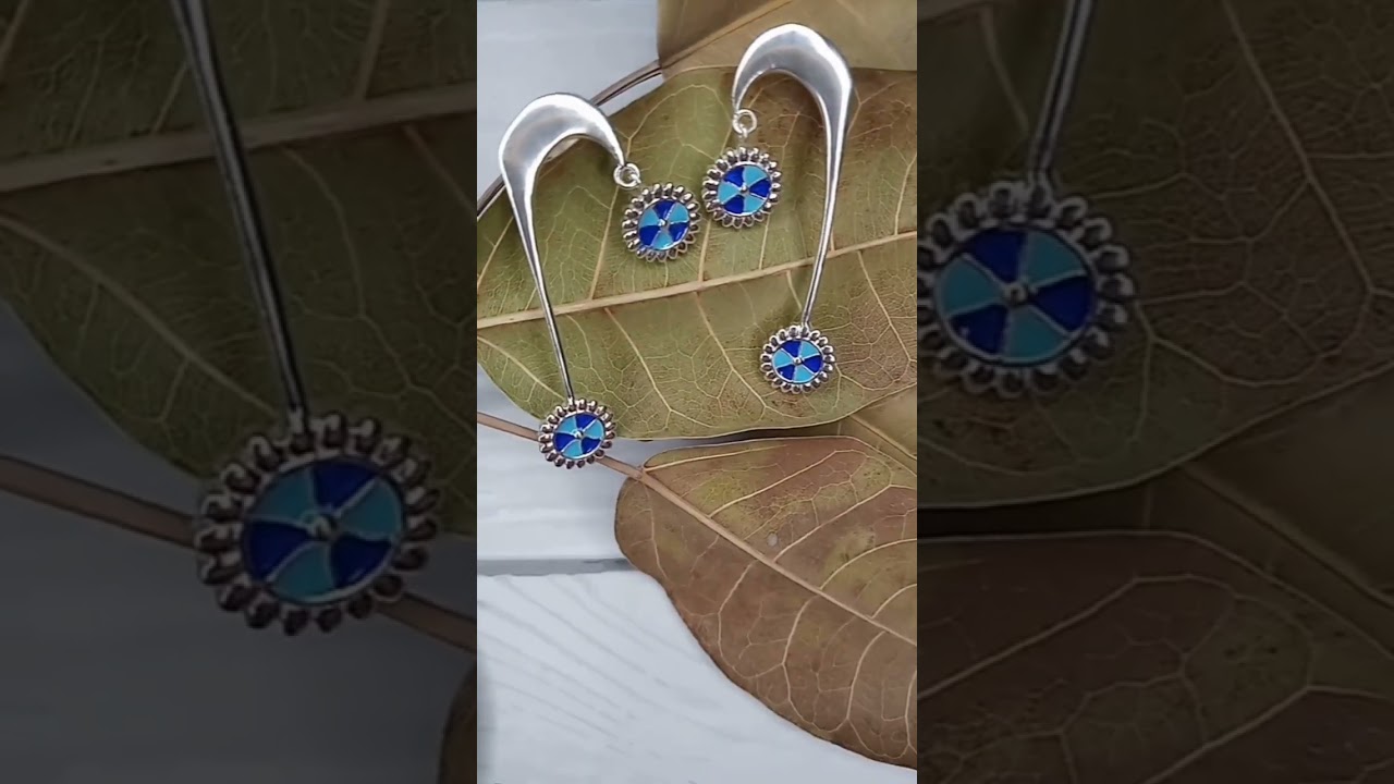 Pure silver handmade earrings | Blue Silver Earrings