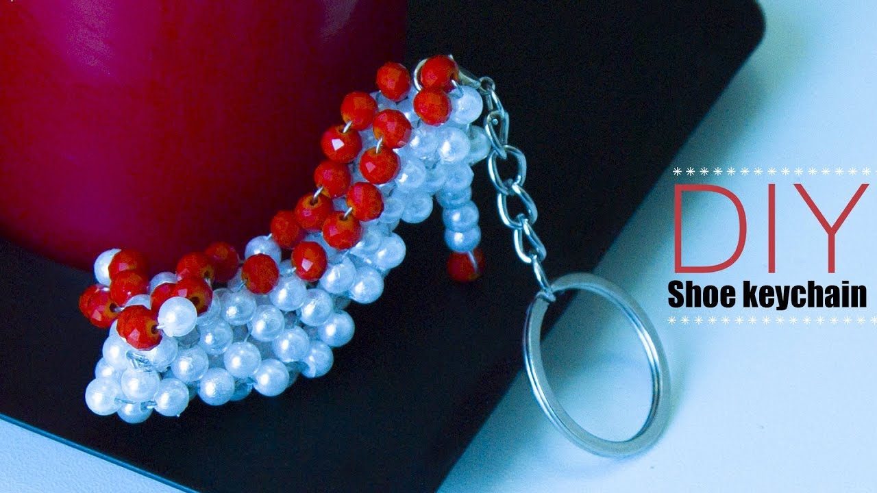 How to make doll shoes key chain |Miniature shoes tutorial| Beaded Keyring |Beads art\vineeta mishra