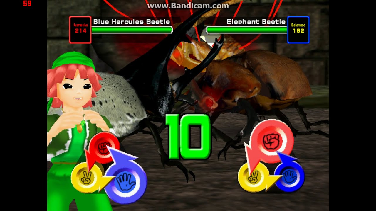 Mushiking Blue Hercules beetle gameplay