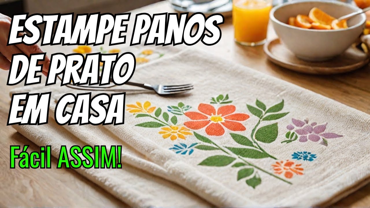 Como Estampar Panos de Prato com STENCIL de FLOR - Mega F&Aacute;CIL