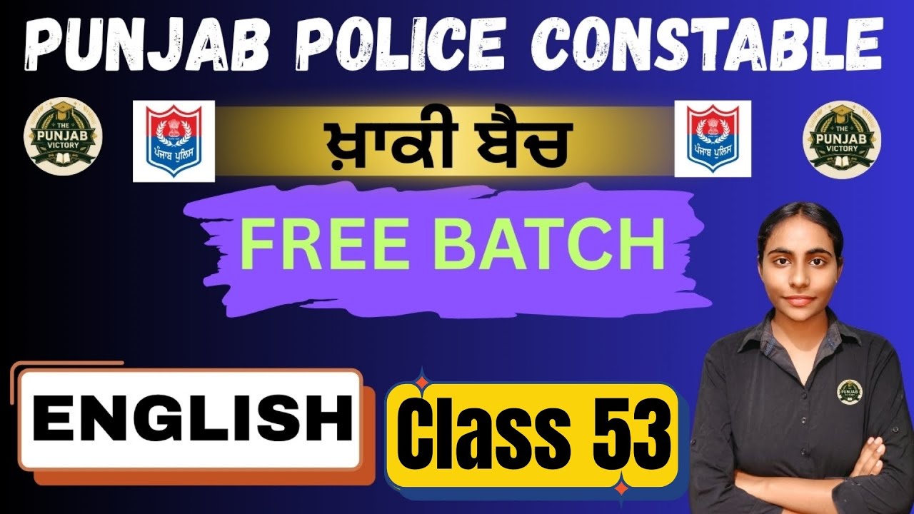Punjab Police Constable 2026 |  English Class 53  Free Batch | The Punjab Victory  by Preet Mam