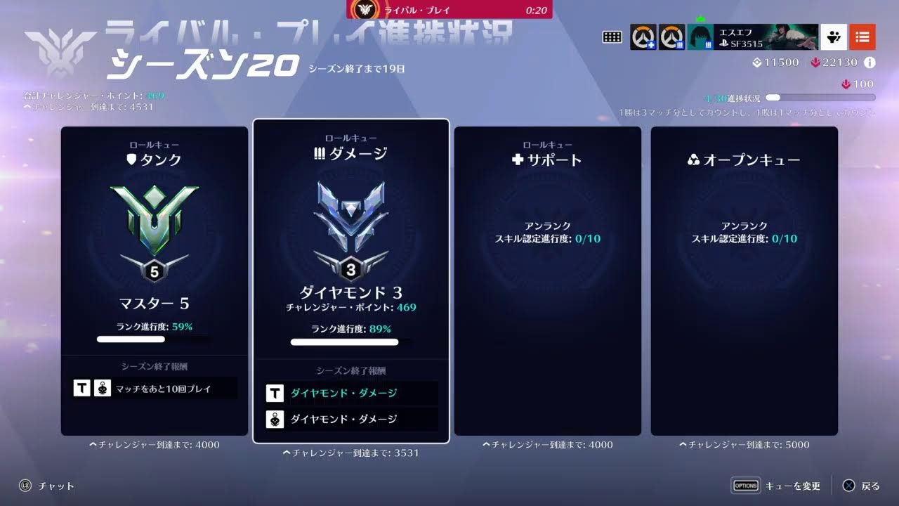 参加型overwatch 昨日12時間配信し、ダイヤ5からプラチナにするはずがダイヤ2になった配信者 ow2